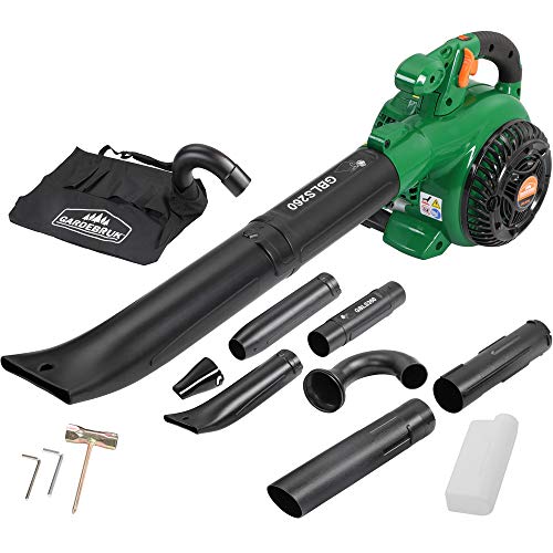 GARDEBRUK® Laubsauger 4 in 1 Benzin Blasgeschwindigkeit 90m/s Fangsack 45L inkl Werkzeug Laubbläser Häcksler Gartensauger von Gardebruk