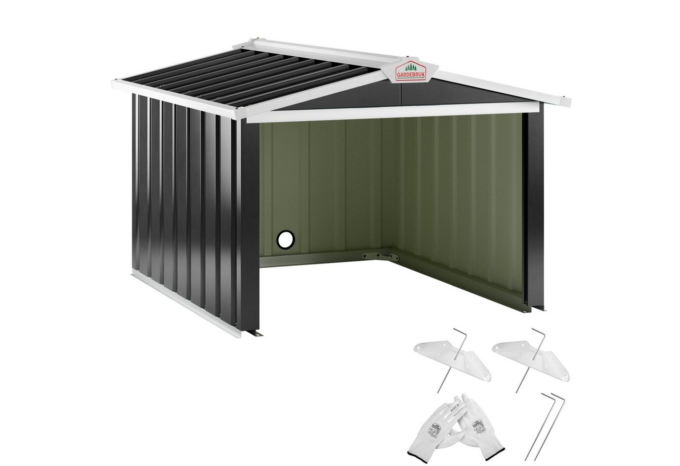Gardebruk Mähroboter-Garage, Satteldach Metall 86x100x63cm 4x Erdanker Carport Garten Anthrazit Gardebruk Mähroboter-Garage, Satteldach Metall 86x100x63cm 4x Erdanker Carport Garten Anthrazit von Gardebruk