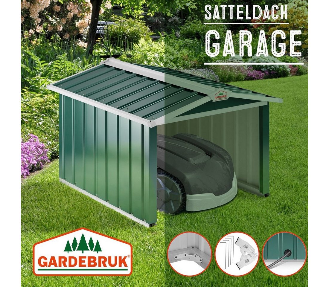 Gardebruk Mähroboter-Garage, Satteldach Metall 86x100x63cm Witterungsbeständig 4x Erdanker Carport von Gardebruk