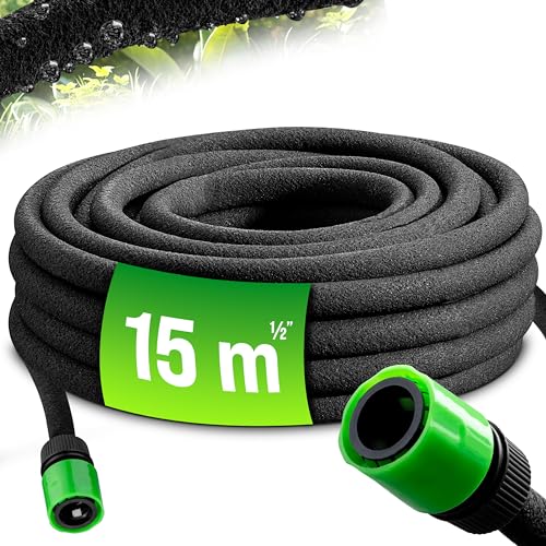 MONZANA® Bewässerungsschlauch 15 m 1/2 Zoll T-Verbinder Ober- & Unterirdisch verlegbar Garten Perlschlauch Tropfschlauch Bewässerung von Gardebruk