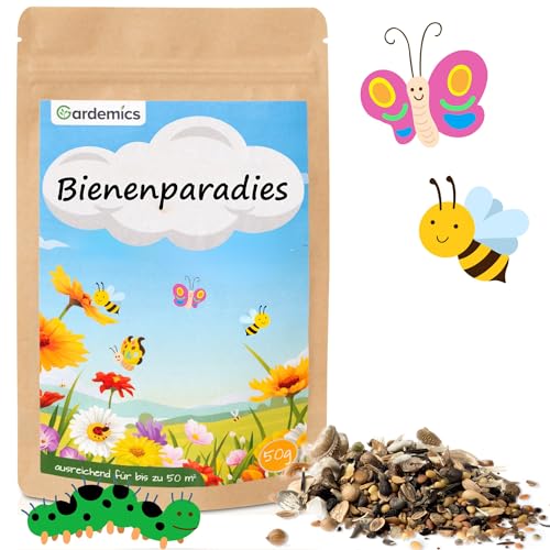 Gardemics Blumensamen Bienen für 50m² I heimische Bienenweide ein- und mehrjährig, Blumenwiese Samen, Blumensaat Samen, Wildblumensamen, Blumensamen Gastgeschenk von Gardemics