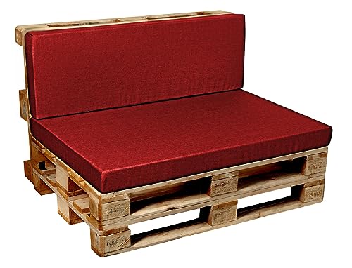 Garden Factory Palettenkissen Palettenauflagen Palettenpolster Sitzkissen, Rückenlehne oder Set, Glatt V2 (Rückenlehne Glatt 120x40, Rot) von Garden Factory