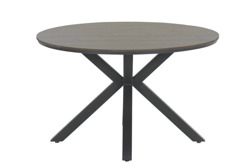 Garden Impressions Gartentisch rund 122 cm Edison dunkel Esstisch Terrassentisch Balkontisch, höhenverstellbare Füße / absolut wetterfest und pflegeleicht von Garden Impressions