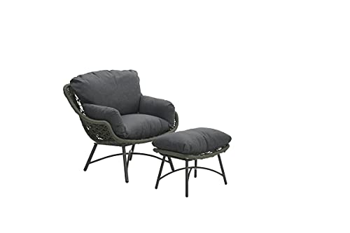 Garden Impressions Stuhl mit Fußstütze Rope, hell schwarz/moosgrün/schwarz Reflex von Garden Impressions