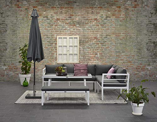 Garden Impressions Hohe Dining Aluminium Lounge Blakes White Rechts, inklusive XL Bank und wasserabweisender Kissen von Garden Impressions