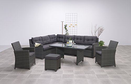 Garden Impressions Hohe Dining Poly Rattan Lounge Aboyne inkl. Zwei Sesseln und einem Hocker von Garden Impressions