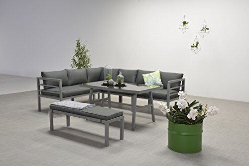 Garden Impressions Hohe Dinning Aluminium Lounge Blakes Anthrazit, inklusive XL Bank und wasserabweisender Kissen von Garden Impressions