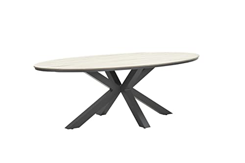 Garden Impressions XL Dining Gartentisch Edison oval hell, Outdoor, Non Wood, Aluminium, wetterfest, oval, 220 x 115 cm von Garden Impressions