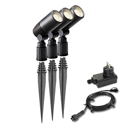 Garden Lights® Gartenstrahler Set Alder - 12v 2W LED - IP44 PBT Kunststoff Anthrazit - verwendung mit Erdspieß oder Montage fuß - geeignet für jeden Garten und Beet, 4 x 8.6 x 6.5 cm von Garden Lights