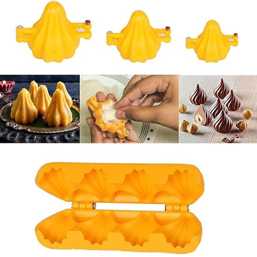 Garden Of Arts Multi Utility Kunststoff Modak Formen-Set für Ganesh Festival - 3 verschiedene Größen & 1 Modak Patti von Garden Of Arts