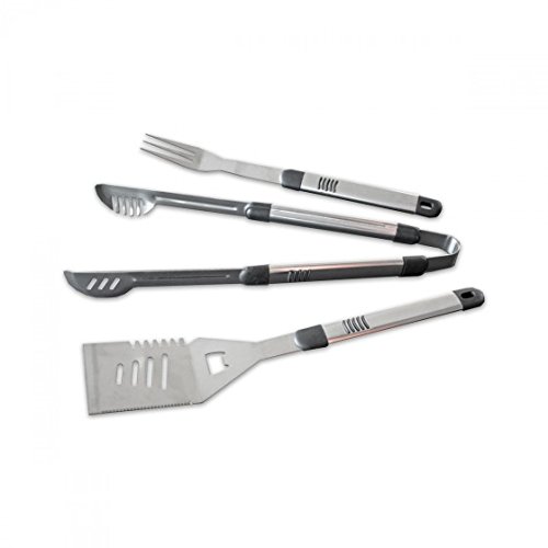 3er Grillbesteck Edelstahl Grillzubehör Barbecue Besteck Wender Zange Gabel von Garden Pleasure