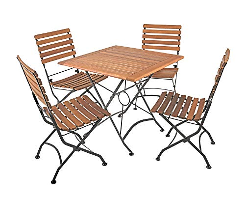5-TLG. Holz Tischgruppe Wien Garten Möbel Sitzgruppe Sitzgarnitur Gartenset Set von Garden Pleasure
