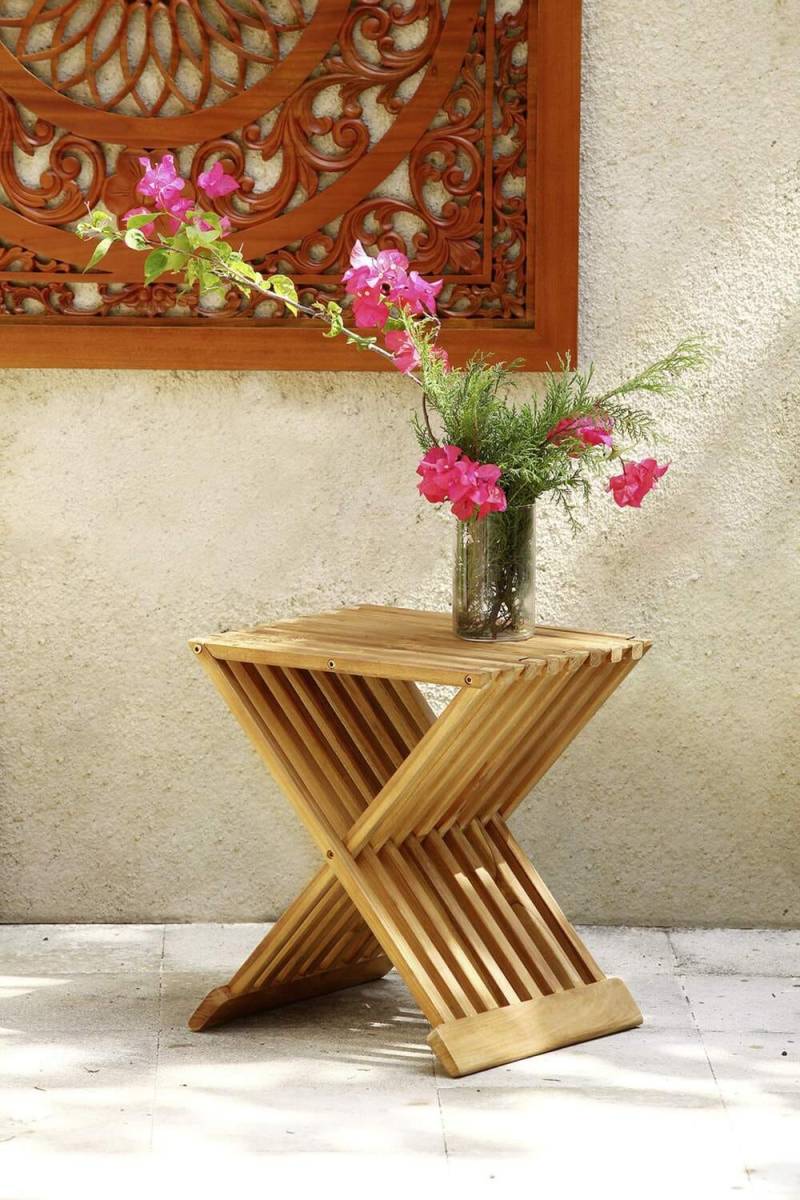 Beistelltisch Klapptisch Hocker FANI aus Teak von GardenPleasure von Garden Pleasure