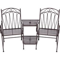 Harms - Doppel-Gartenbank Stuhl Metall Rost-Optik Garten Bank Sitzbank-Ablage rinjani von HARMS