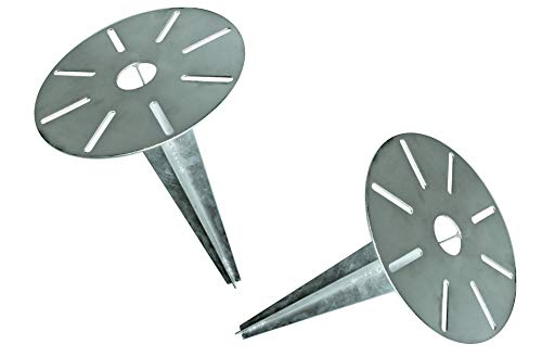Erdspiess Universal 2er Set für Steckdosensäule Wegeleuchte mit Kabeldurchführung 30cm lang, Bodenplatte 18,5 cm Durchmesser von COXZD