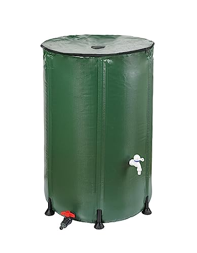 Faltbarer Regenwassertank 500 Liter, Wassertonne mit Zapfhahn und Schlauchanschluss, Regentonne, Wasserfass von Garden Pleasure