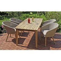 GARDEN PLEASURE Diningset, 4 Sitzplätze, Akazienholz/Aluminium/Kunststoff - beige von Garden Pleasure