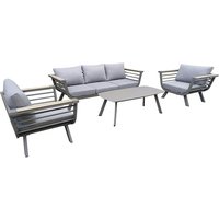 GARDEN PLEASURE Gartenmöbel »Aroa«, 5 Sitzplätze, Aluminium/Polyester, inkl. Auflagen - grau von Garden Pleasure