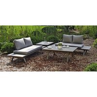 GARDEN PLEASURE Gartenmöbel »Celia«, 4 Sitzplätze, Aluminium/Polyester, inkl. Auflagen - grau von Garden Pleasure