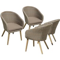 GARDEN PLEASURE Gartenstuhl-Set, 4 Sitzplätze, Akazienholz/rattan - beige von Garden Pleasure