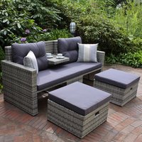 GARDEN PLEASURE Loungesofa, Kunststoff, 3-teilig - grau von Garden Pleasure
