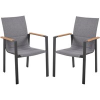 GARDEN PLEASURE Stuhl-Set »Davina«, Stapelstuhl, 2er, Grau, Holz, Aluminium, Kunststoff von Garden Pleasure