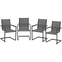 GARDEN PLEASURE Stuhl-Set »Sophia«, Freischwinger, 4er, Anthrazit, Edelstahl, Kunststoff - grau von Garden Pleasure