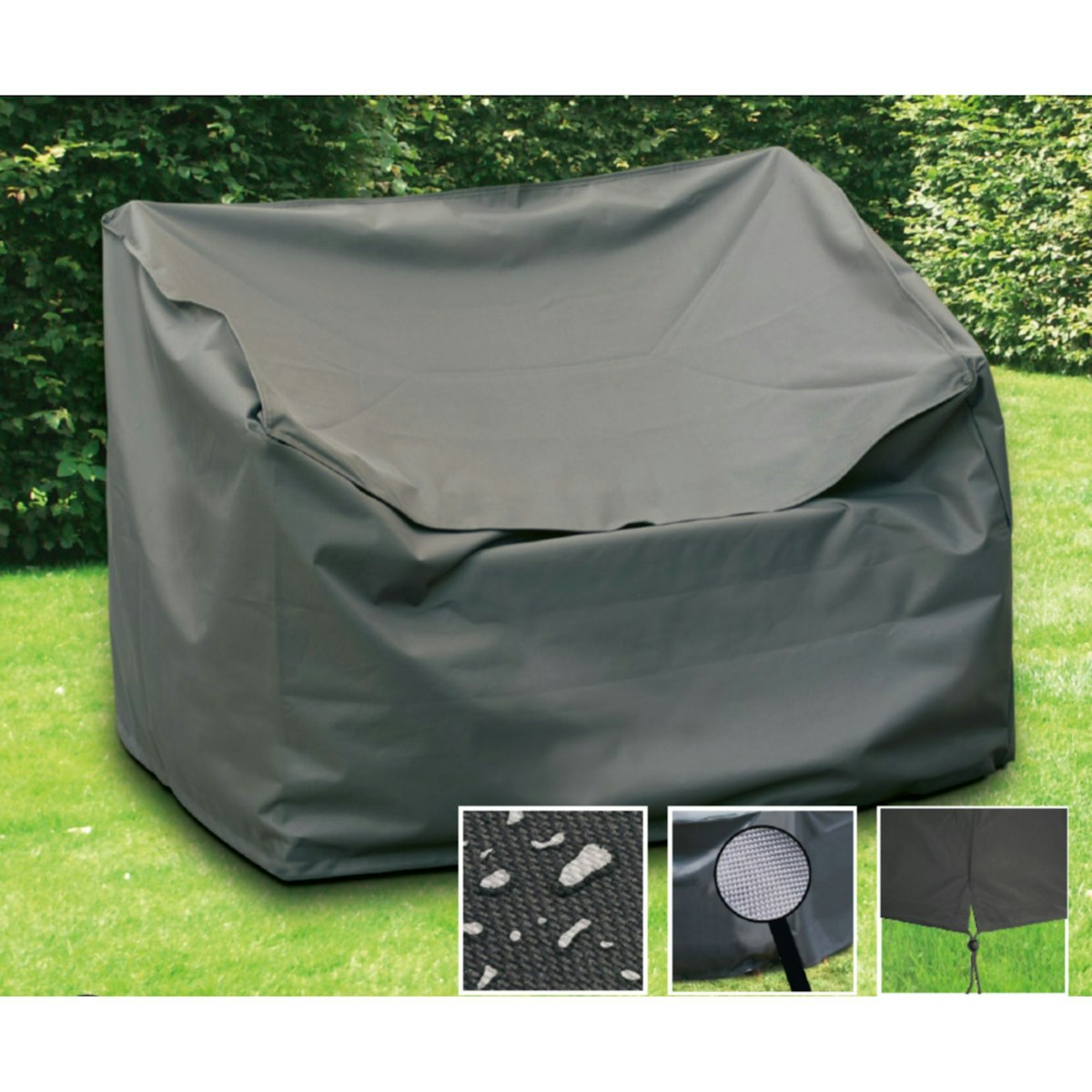 Garden Pleasure Abdeckhaube 160 x 75 cm für Gartenbank, 100 % Polyester Anthrazit von Garden Pleasure