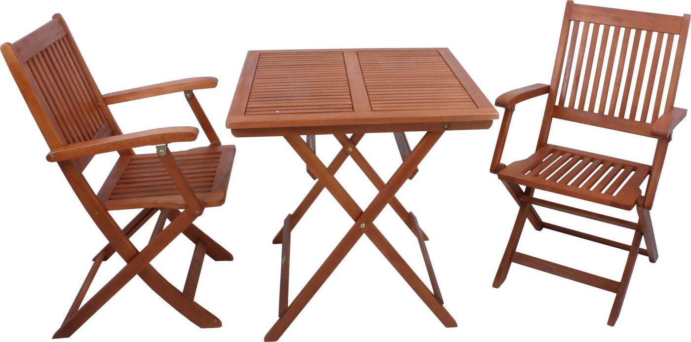Garden Pleasure Balkonset »SEATTLE«, 2 Stühle (klappbar), Tisch LxB: 70x70 cm, Eukalyptus geölt von Garden Pleasure