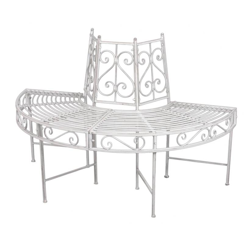 Garden Pleasure Baumbank-Halbkreis Varda 63 cm x 80 cm x 122 cm Antik-Weiß von Garden Pleasure
