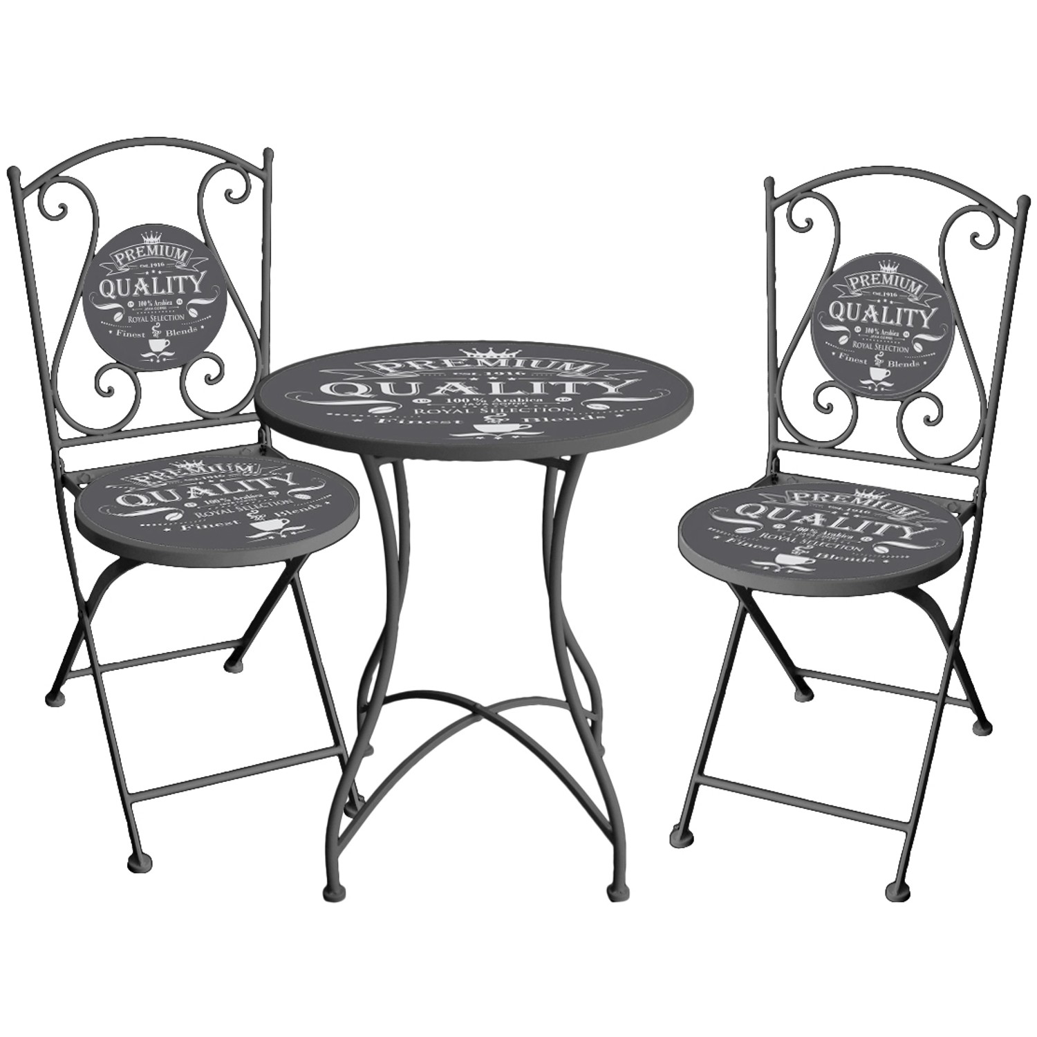 Garden Pleasure Bistro-Set Royal 3-teilg Dunkelgrau von Garden Pleasure