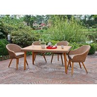 Garden Pleasure Sitzgruppe Carson taupe, braun Kunststoff, Holz, 9-teilig von Garden Pleasure