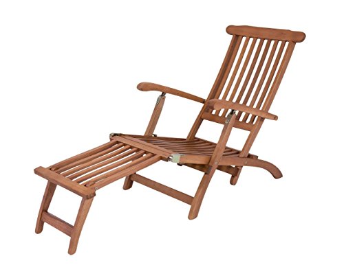 Garden Pleasure Deckchair Phoenix mehrfach verstellbar liegen, Eukalyptus, braun von Garden Pleasure