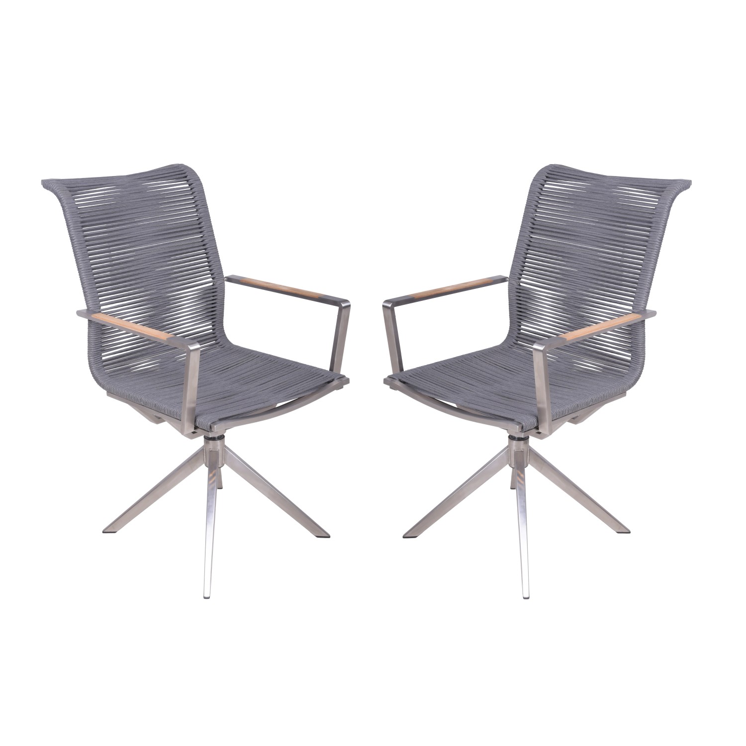 Garden Pleasure Drehstuhl Rubiera 2er Set 95 x 63 x 54 cm Silber-Schwarz FSC® von Garden Pleasure