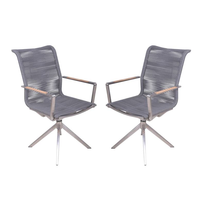 Garden Pleasure Drehstuhl Rubiera 2er Set 95 x 63 x 54 cm Silber-Schwarz FSC® von Garden Pleasure