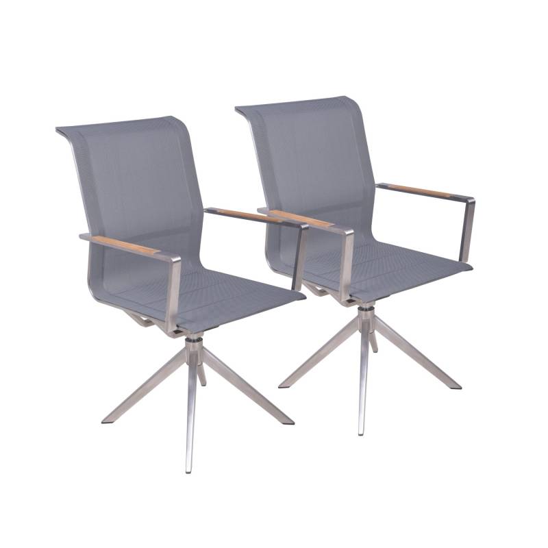Garden Pleasure Drehstuhl Salida 2er Set 95 cm x 63 cm x 54 cm Silber-Grau von Garden Pleasure