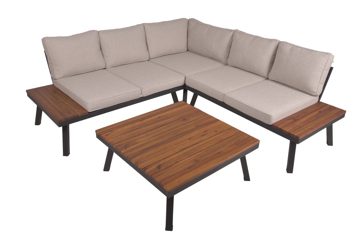 Garden Pleasure Garten-Essgruppe, Lounge-Set THERESA 4tlg. Akazie beige Sitzgruppe Lounge Möbel Garnitur von Garden Pleasure