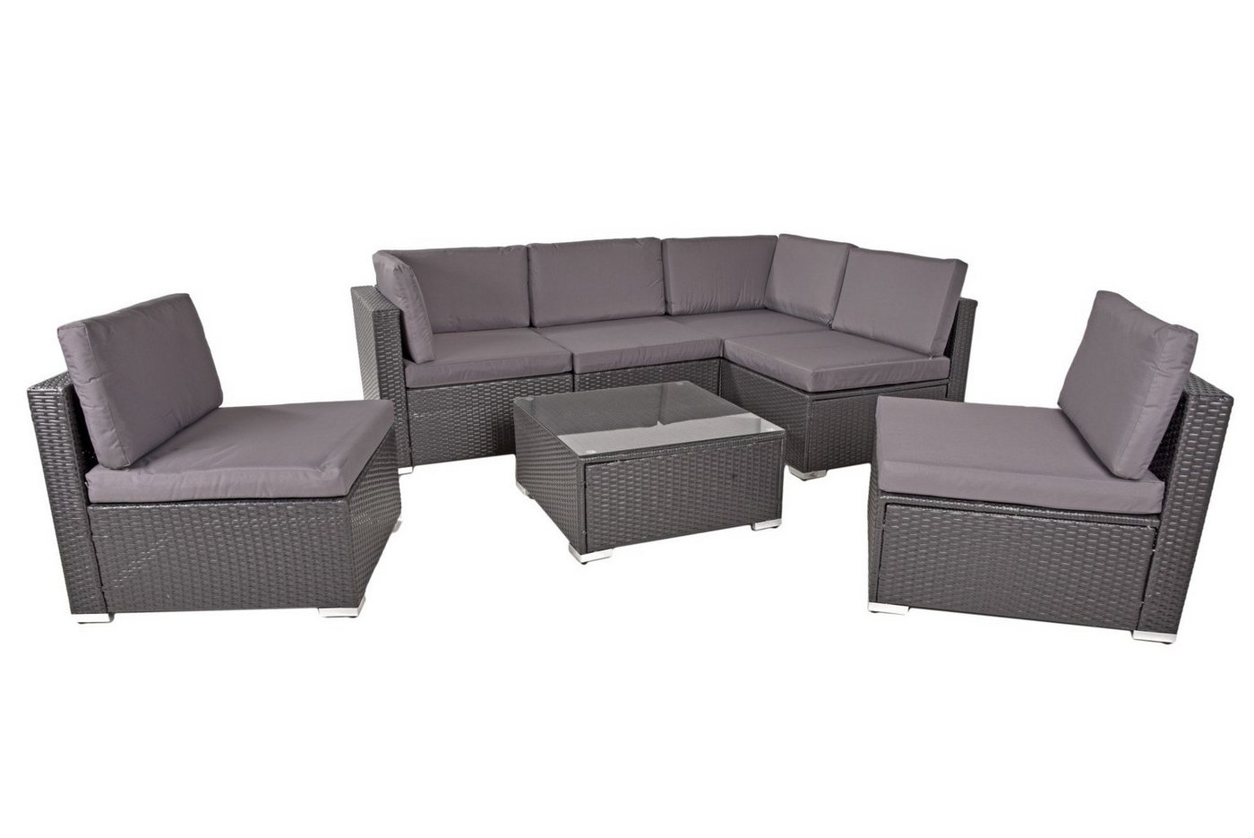 Garden Pleasure Garten-Essgruppe, Sitzgruppe SANSIBAR 7tlg. Polyrattan Set schwarz Sitzgarniturset von Garden Pleasure