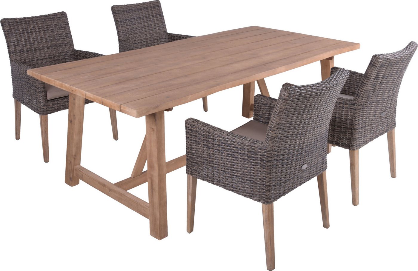 Garden Pleasure Garten-Essgruppe, Tischgruppe »OAKLAND/NORVELL Set 01«, (Set), 4 Sessel, Tisch LxB: 200x100 cm, inkl Auflagen von Garden Pleasure