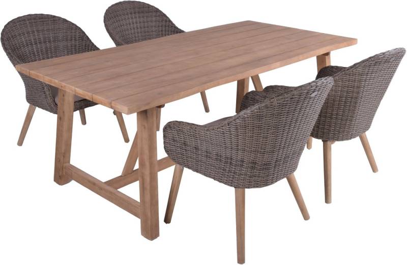 Garden Pleasure Garten-Essgruppe, Tischgruppe »OAKLAND/PUEBLO Set 01«, (Set), 4 Sessel, Tisch LxB: 200x100 cm, inkl Auflagen von Garden Pleasure