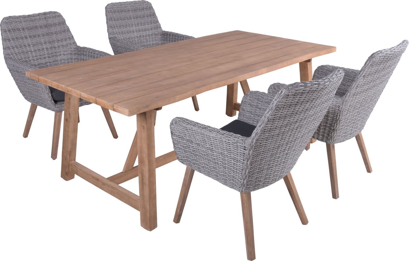 Garden Pleasure Garten-Essgruppe, Tischgruppe »OAKLAND/RAPALLO Set 01«, (Set), 4 Sessel, Tisch LxB: 200x100 cm, inkl Auflagen von Garden Pleasure