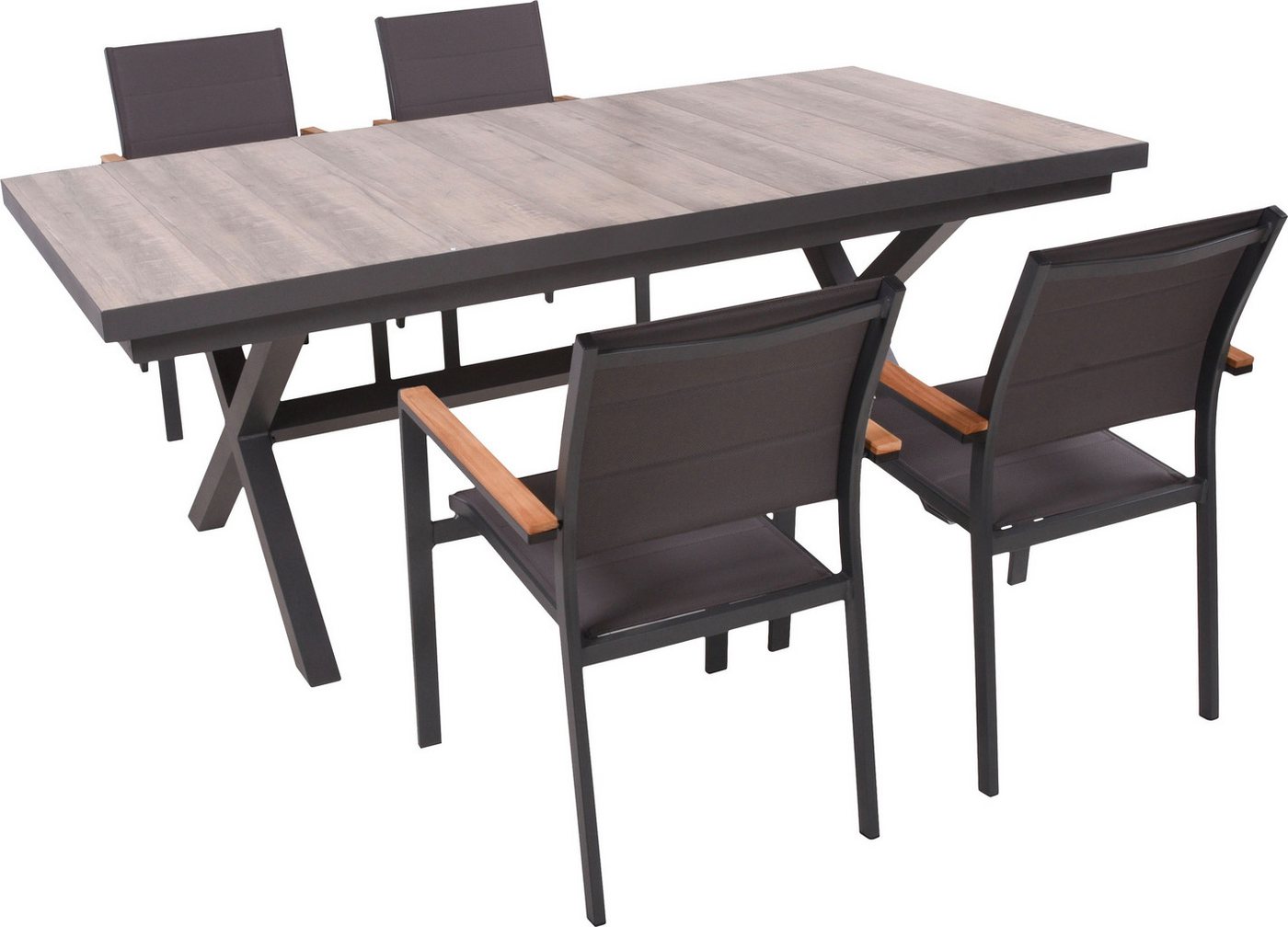 Garden Pleasure Garten-Essgruppe, Tischgruppe »RANA/DAVINA Set 01«, (Set, 5-tlg), 4 Stühle (stapelbar), Tisch LxB: 202x100 cm von Garden Pleasure