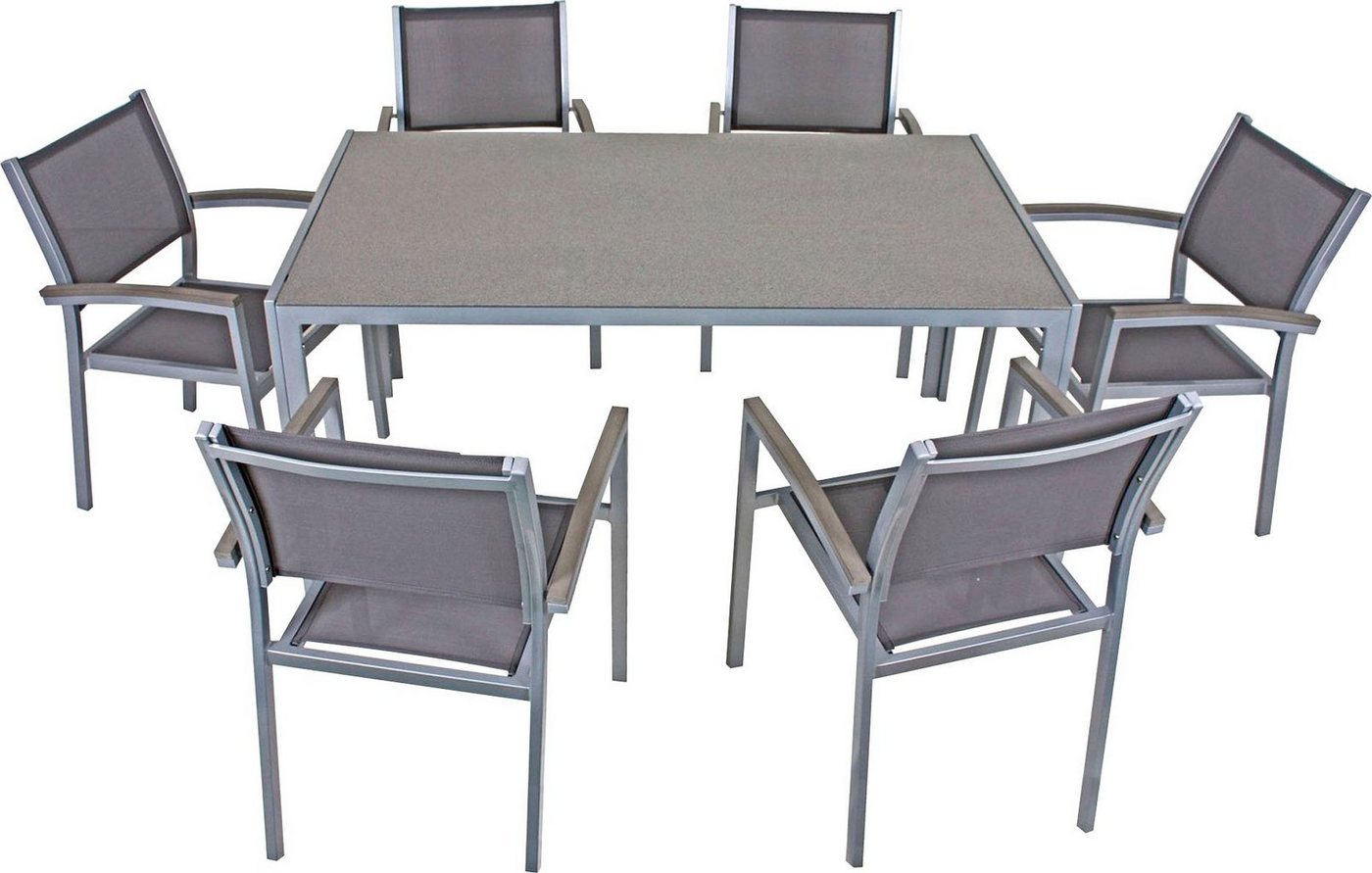 Garden Pleasure Garten-Essgruppe GRACE, (7-tlg), mit platzsparenden Stapelstühlen von Garden Pleasure