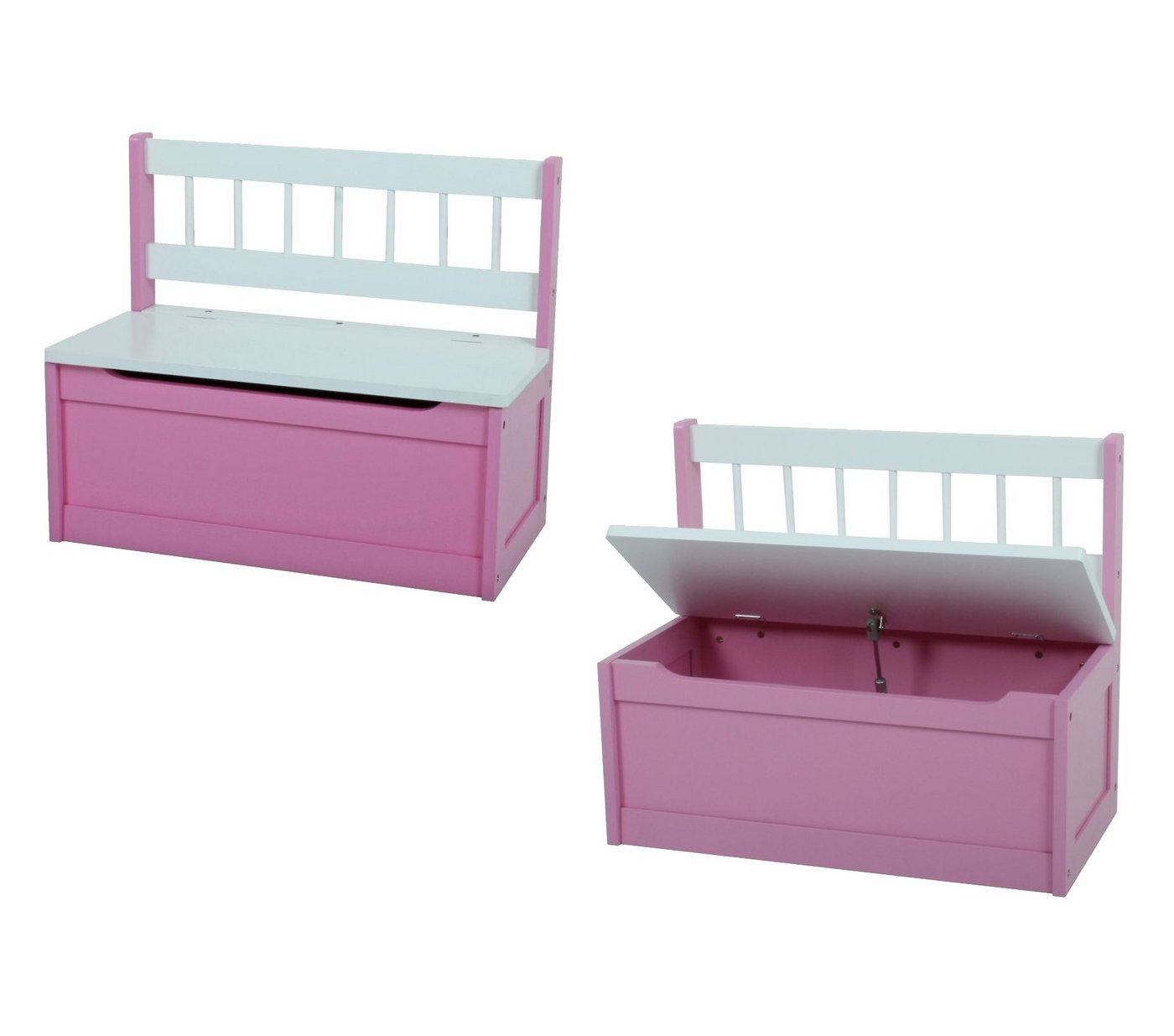 Garden Pleasure Gartenbank (2-St), 2er Set Holz Kinder Truhenbank Truhe Sitzbank Bank Spielkiste pink von Garden Pleasure