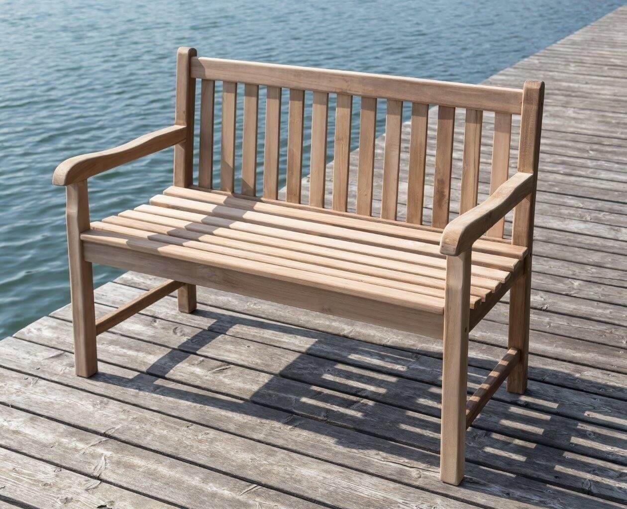 Garden Pleasure Gartenbank Teak Gartenbank Timberly 120 cm mit Armlehne von Garden Pleasure