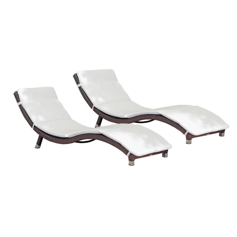 Garden Pleasure Gartenliegen-Set 'Caracas' dunkelbraun mit Auflagen von Garden Pleasure