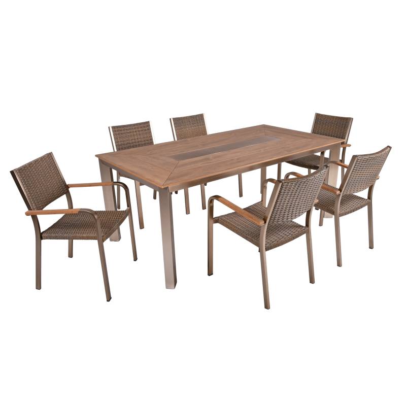 Garden Pleasure Gartenmöbel-Set 'Florence' braun stapelbar 7-teilig von Garden Pleasure