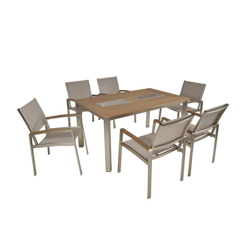 Garden Pleasure Gartenmöbel-Set 'Florence' braun stapelbar 7-teilig von Garden Pleasure