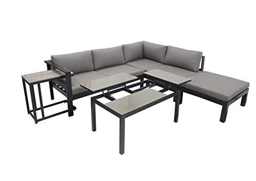 Garden Pleasure Gartenmöbel Set Lounge-Eckgruppe, 5-teilig, Aluminium, Olefin, Non-Wood, (Polystyrol), Grau von Garden Pleasure