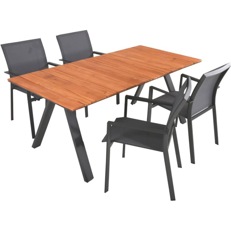 Garden Pleasure Gartenmöbel-Set Set-02 Davina 5-teilig Silber-Braun FSC® von Garden Pleasure